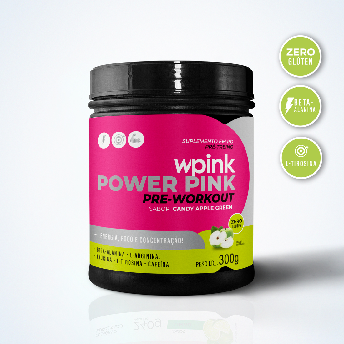 super power pink maçã verde - pré-treino - 300g